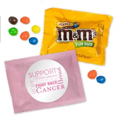 24 Pcs Breast Cancer Awareness Peanut M&M's Candy Favor Packs - Milk Chocolate - Word Cloud