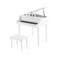 30-Key Wood Toy Kids Grand Piano with Bench and Music Rack White