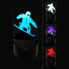 Snowboarder Jumping Extreme Winter Sports 3D Illusion LED Night Light Sign Nightstand Desk Lamp