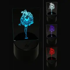 Ballerina En Pointe Pose 3D Illusion LED Night Light Sign Nightstand Desk Lamp