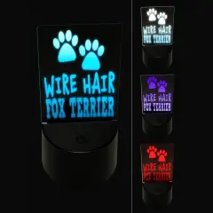 Wire Hair Fox Terrier Dog Paw Prints Fun Text 3D Illusion LED Night Light Sign Nightstand Desk Lamp