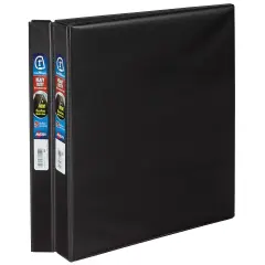 Avery Heavy-Duty 3 Ring Binders, 1 Inch One Touch EZD Rings, 2 Black Binders (46047)