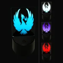 Fire Phoenix Bird Rising 3D Illusion LED Night Light Sign Nightstand Desk Lamp