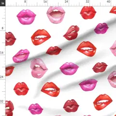 Various Fabrics by the Yard or Fat Quarter Red And Pink Lips Hot Pink Kitsch Kisses Valentines Day Lipstick Smooch Red Lips Xoxo Custom Printed Fabric by Spoonflower