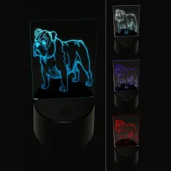 Gentle English Bulldog Pet Dog 3D Illusion LED Night Light Sign Nightstand Desk Lamp