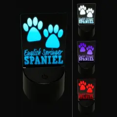 English Springer Spaniel Dog Paw Prints Fun Text 3D Illusion LED Night Light Sign Nightstand Desk Lamp