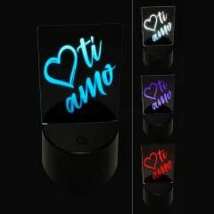 I Love You in Italian Ti Amo Heart 3D Illusion LED Night Light Sign Nightstand Desk Lamp