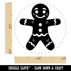 Christmas Gingerbread Man Self-Inking Rubber Stamp for Stamping Crafting Planners Blue