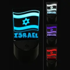 Israel with Waving Flag Cute 3D Illusion LED Night Light Sign Nightstand Desk Lamp