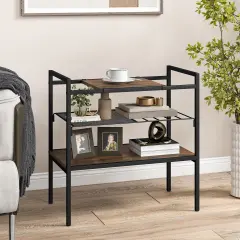 Industrial Entryway Table with Removable Panel and Mesh Shelf