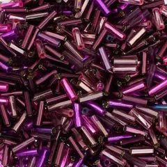 John Bead 500g Silver Lined Transparent Purple Pink Rainbow Czech Glass Twisted Bugle Seed Beads