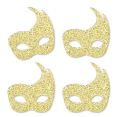 Big Dot of Happiness Gold Glitter Masks - No-Mess Real Gold Glitter Cut-Outs - Masquerade Mardi Gras Party Confetti - Set of 24