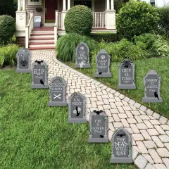 Big Dot of Happiness Creepy Cemetery - Lawn Decorations - Outdoor Spooky Halloween Tombstone Party Yard Decorations - 10 Piece