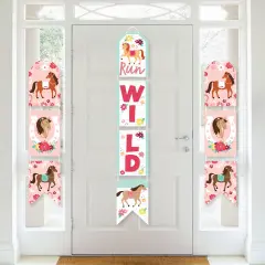 Big Dot of Happiness Run Wild Horses - Hanging Vertical Paper Door Banners - Pony Birthday Party Wall Decoration Kit - Indoor Door Decor
