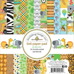 Doodlebug Double-Sided Paper Pad 6"X6" 24/Pkg-At The Zoo, 12 Designs/2 Each