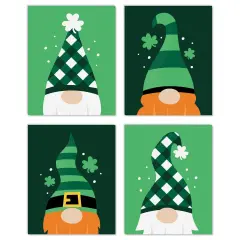 Big Dot of Happiness Irish Gnomes - Unframed St. Patrick's Day Linen Paper Wall Art - Set of 4 - Artisms - 8 x 10 inches