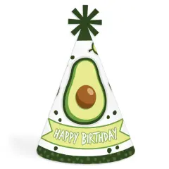 Big Dot of Happiness Hello Avocado - Cone Happy Birthday Party Hats for Kids and Adults - Set of 8 (Standard Size)