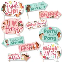 Big Dot of Happiness Funny Run Wild Horses - Pony Birthday Party Photo Booth Props Kit - 10 Piece