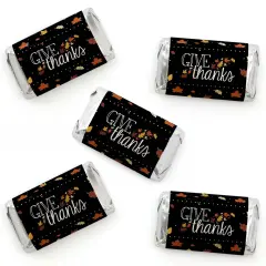 Big Dot of Happiness Give Thanks - Mini Candy Bar Wrapper Stickers - Thanksgiving Party Small Favors - 40 Count