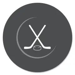 Big Dot of Happiness Shoots and Scores - Hockey - Baby Shower or Birthday Party Circle Sticker Labels - 24 Count