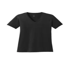 Port & Company&reg; Ladies Core Cotton V-Neck Short Sleeve T-Shirt Jet black