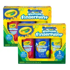 Washable Fingerpaint, Bold Colors, 8 oz., 3 Per Pack, 2 Packs