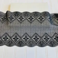 Kitcheniva 7.5" Wide Black Embroidered Double-edged Tulle Trim