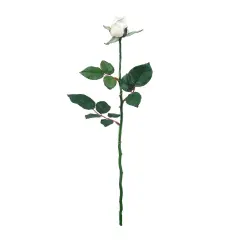 27" White Rose Bud Stems (12-Pack) - Silk Flowers with Lush Foliage, Ideal for Bouquets, Weddings & Home Decor - Elegant Year-Round Decoration, Floral Home by Artificial Flowers
