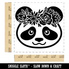 Panda Wearing a Flower Crown Self-Inking Rubber Stamp Ink Stamper Red