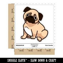 Pug Sitting Dog Waterproof Vinyl Phone Tablet Laptop Water Bottle Sticker Set - 5 Pack