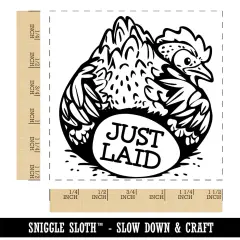 Just Laid Chicken Butt with Hen and Egg Self-Inking Rubber Stamp Ink Stamper Black
