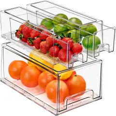 Sorbus 3 Piece (2 Small and 1 Large) Clear Stackable Pull-Out Drawers - Organization and Storage Containers for Kitchen, Pantry, Bathroom and More