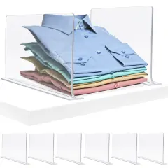 Sorbus Acrylic Adhesive Shelf Divider Organizers, w/Self Adhesive Tape, Great for Closet Organization, Separating, Kitchen Cabinets and more 6-Pack