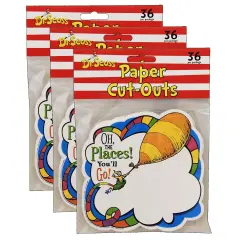Dr. Seuss&trade; Oh The Places Paper Cut Outs, 36 Per Pack, 3 Packs