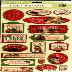 K & Company Yuletide Adhesive Chipboard Dimensional Stickers