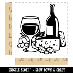 Wine and Cheese Self-Inking Rubber Stamp Ink Stamper Blue