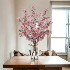 3-Pack: 36" Dark Pink Cherry Blossom Stem with Silk Flowers, Realistic Faux Floral Arrangement for Home & Event Decor by Floral Home&reg;