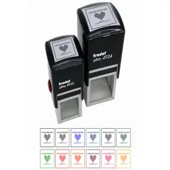 Cross Stitched Heart With Love Label Self-Inking Rubber Stamp Ink Stamper Lime Green