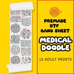 Medical Doodle Direct-to-Film DTF Transfer Gang Sheets - 22x60