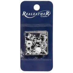 Realeather(R) Crafts Button Stud & Post 10/Pkg-Silver Plated