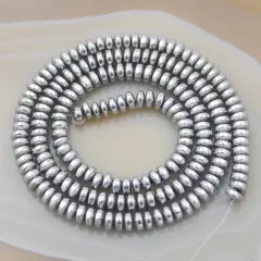 2x3mm Hematite Gemstone Rondelle Spacer Beads Metallic silver