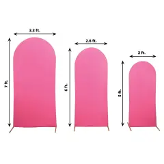 3 Fitted Matte Spandex Round Top Wedding Arch Backdrop STAND COVERS Fuchsia