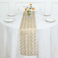 12x108 in Metallic Non Woven Fiber Polyester Table Runner Gold