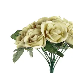 12-Inch Velvet Roses Artificial Flower Bouquet Champagne