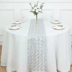 12x108 in Metallic Non Woven Fiber Polyester Table Runner Silver