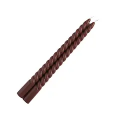 12 Unscented 11 in Long Spiral Premium Wax Taper CANDLES Mocha brown