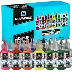 Fabric Paint, 12 Colors Puffy Paint, 0.67 Oz, Fabric Paint For Clothes, 3d Puffy Pens, Puffy Paint For Crafts, Canvas, Glass, Clothing, Wood.