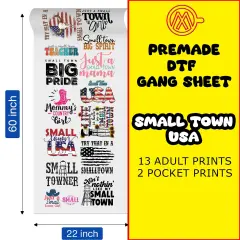 Small Town USA Direct-to-Film Transfer Gang Sheets - 22x60