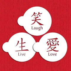 Live, Love, Laugh Symbols Cake & Cookie Stencil Set | C549 by Designer Stencils | Cake Decorating Tools | Baking Stencils for Royal Icing, Airbrush, Dusting Powder | Reusable Food Grade Stencil for Cakes & Cookies | Easy to Use & Clean Stencil