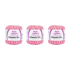 Aunt Lydia Classic Shaded Pinks Crochet - 3 Pack of 300y/274m - Cotton - Gauge 10 - Crochet